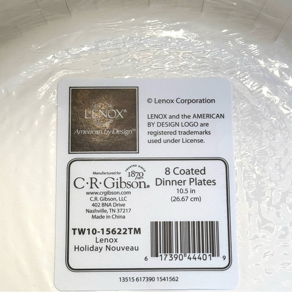 Lenox Holiday Nouveau Ribbon Collection 10.5” Paper Dinner Plate Pack - 8 Count - Picture 3 of 3